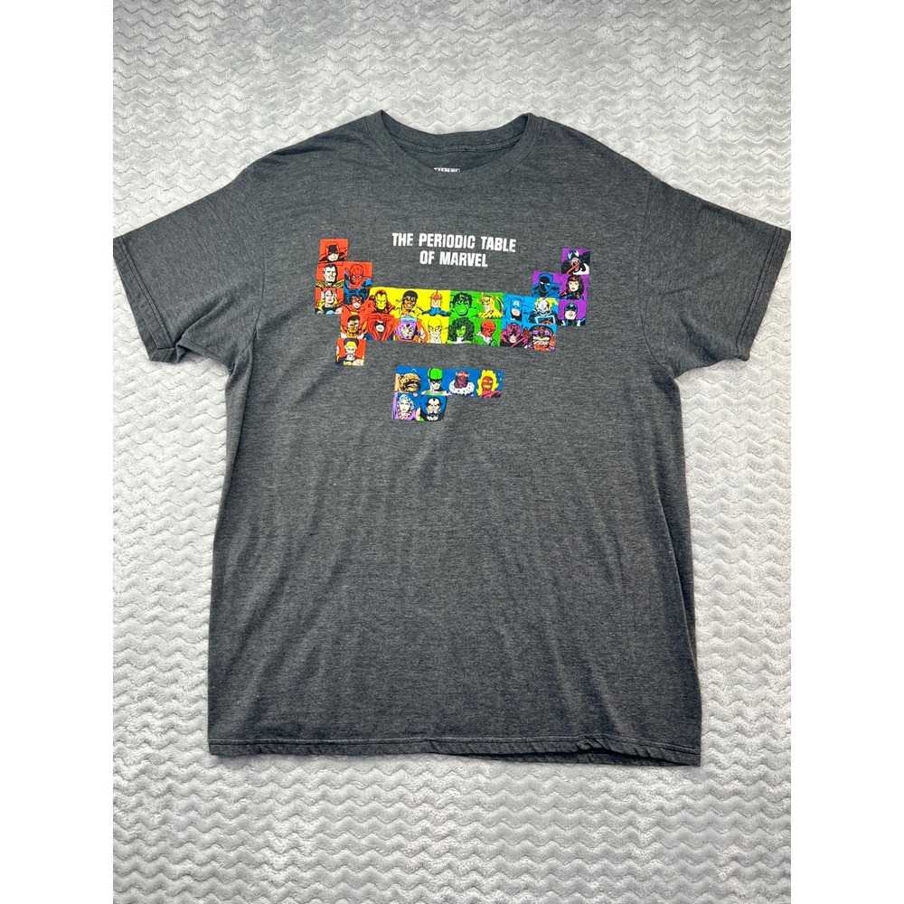 Marvel Periodic Table Graphic T-Shirt‎ XL Superhero Geeky Gray Mens
